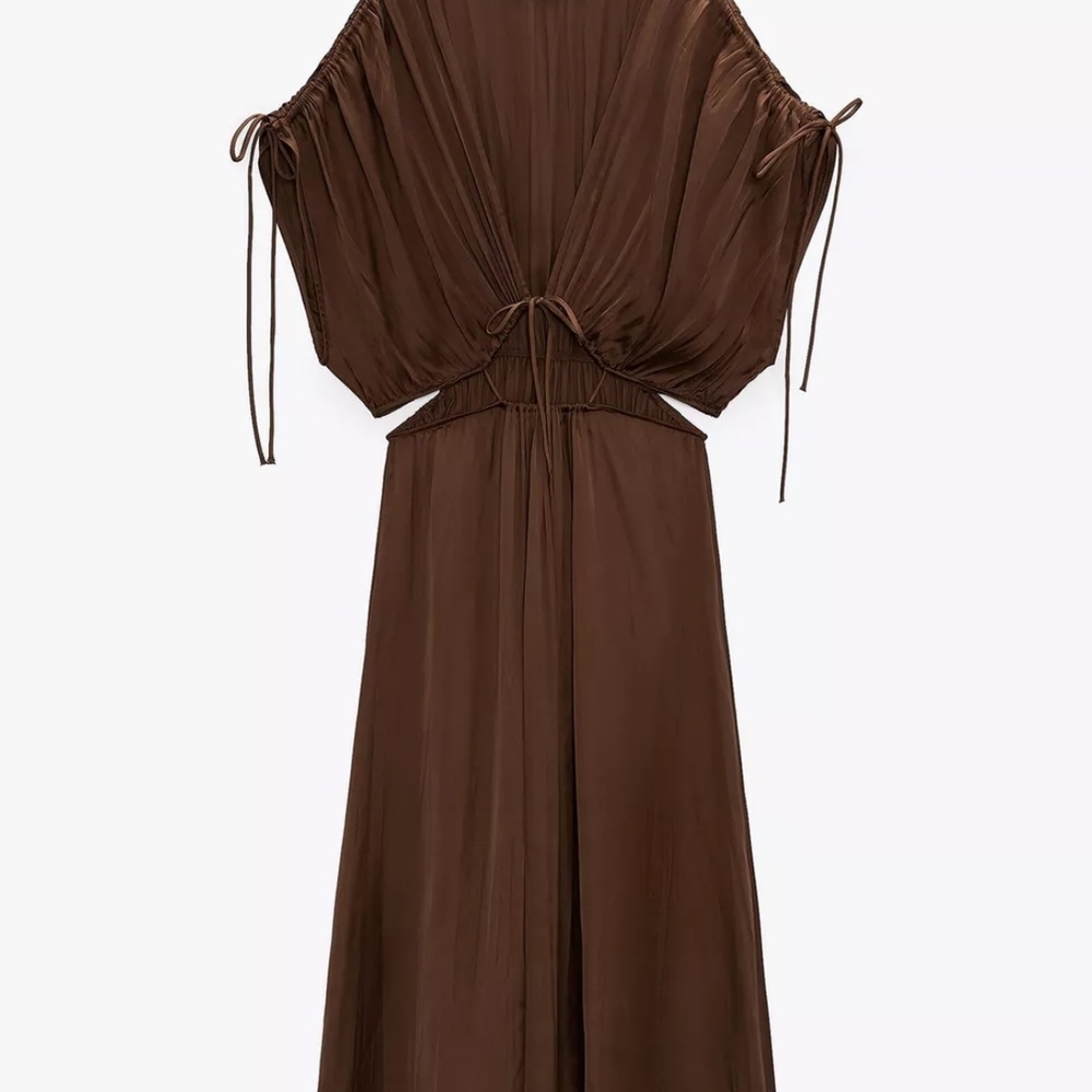Zara Brown Cold Shoulder Sundress